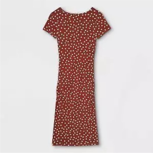 Isabel Maternity Dress Rust Brown Polka Dot Medium Stretchy Casual Dress ISABEL - Picture 2 of 2